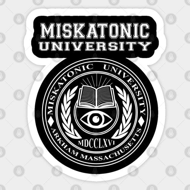 Miskatonic University Crest White - HP Lovecraft Sticker by Duckfieldsketchbook01